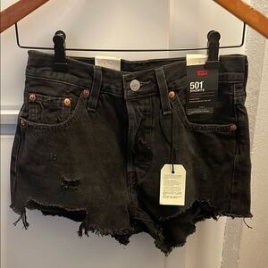Levi's Black Jean Shorts Distressed size 25
